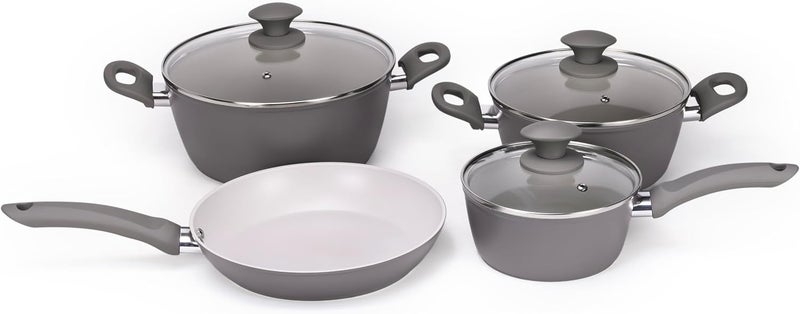 Wilson 7-Piece Cookware Set - Forged Aluminum with Induction Bottom, Includes 16cm Sauce Pan with Glass Lid, 24cm Frypan, 20cm Casserole with Lid, 24cm Casserole with Lid - Grey - Image 3